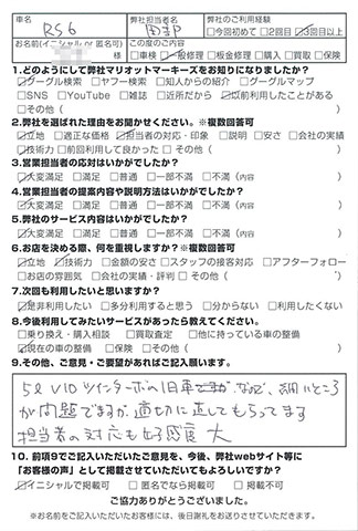 マリオットマーキーズ アウディ・VW お客様評判 アンケート